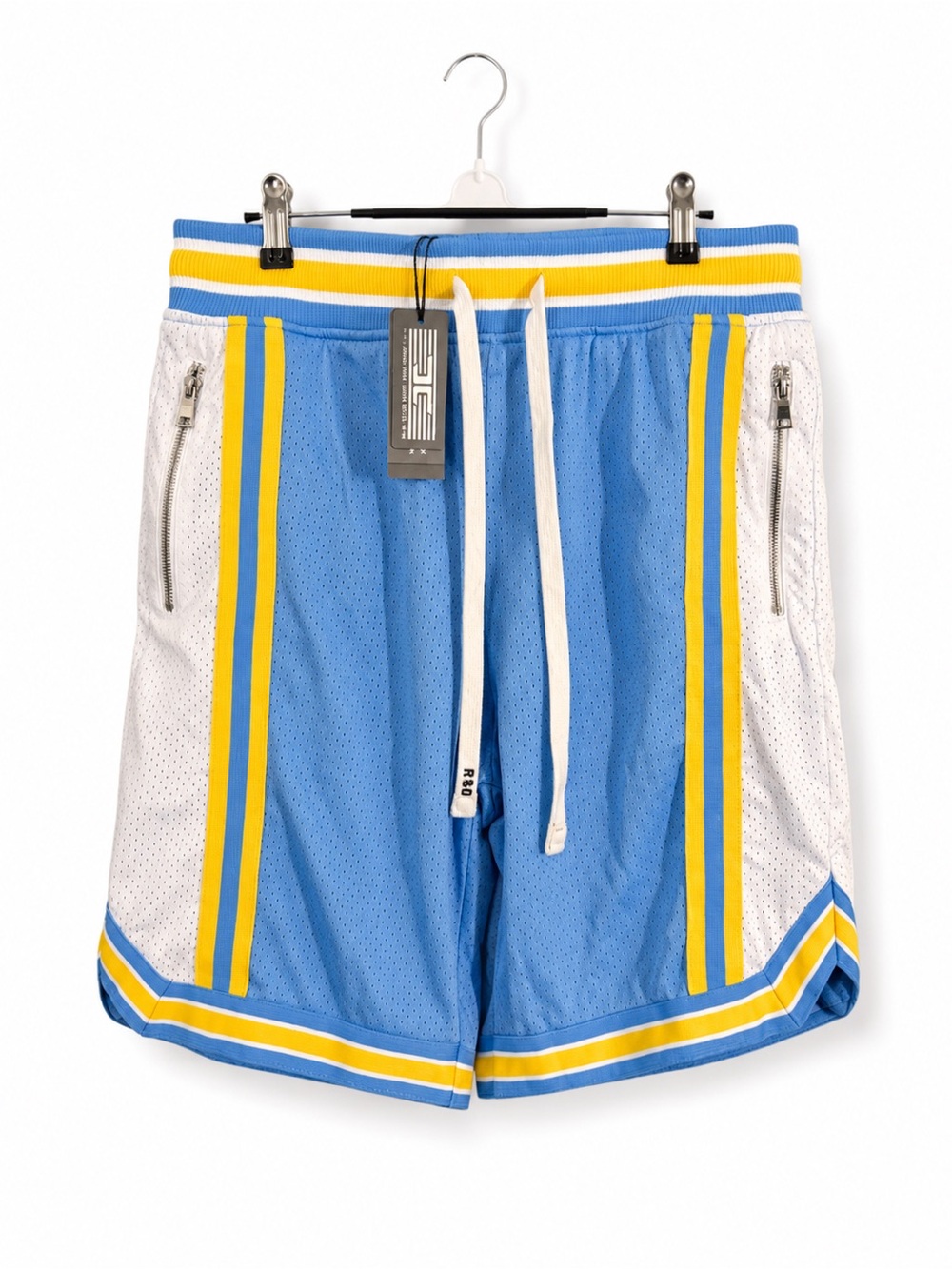 Jordan Craig Men's Athletic Mesh Shorts - Light Blue with Yellow & White Trim